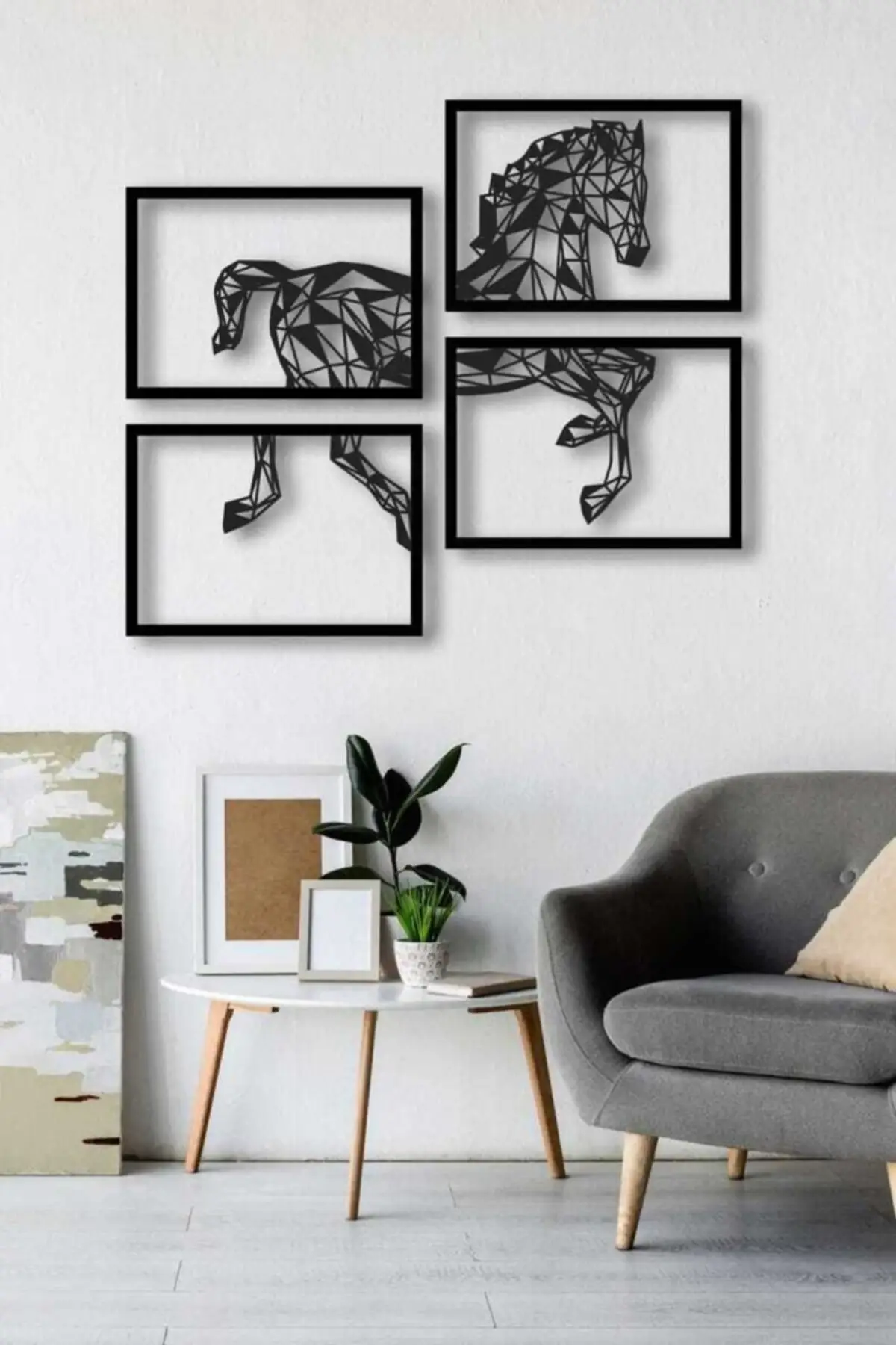 

Horse Shape 4 Piece Wall Art Decor Quality Gift Ideas Cute Animal Modern Home Office Decoration Living Room Kids