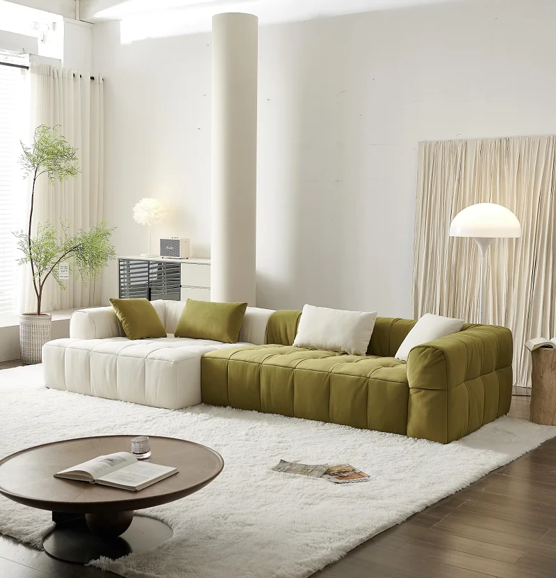 

Nordic furniture fabric sofa combination modern simple size apartment home corner recliner sofa