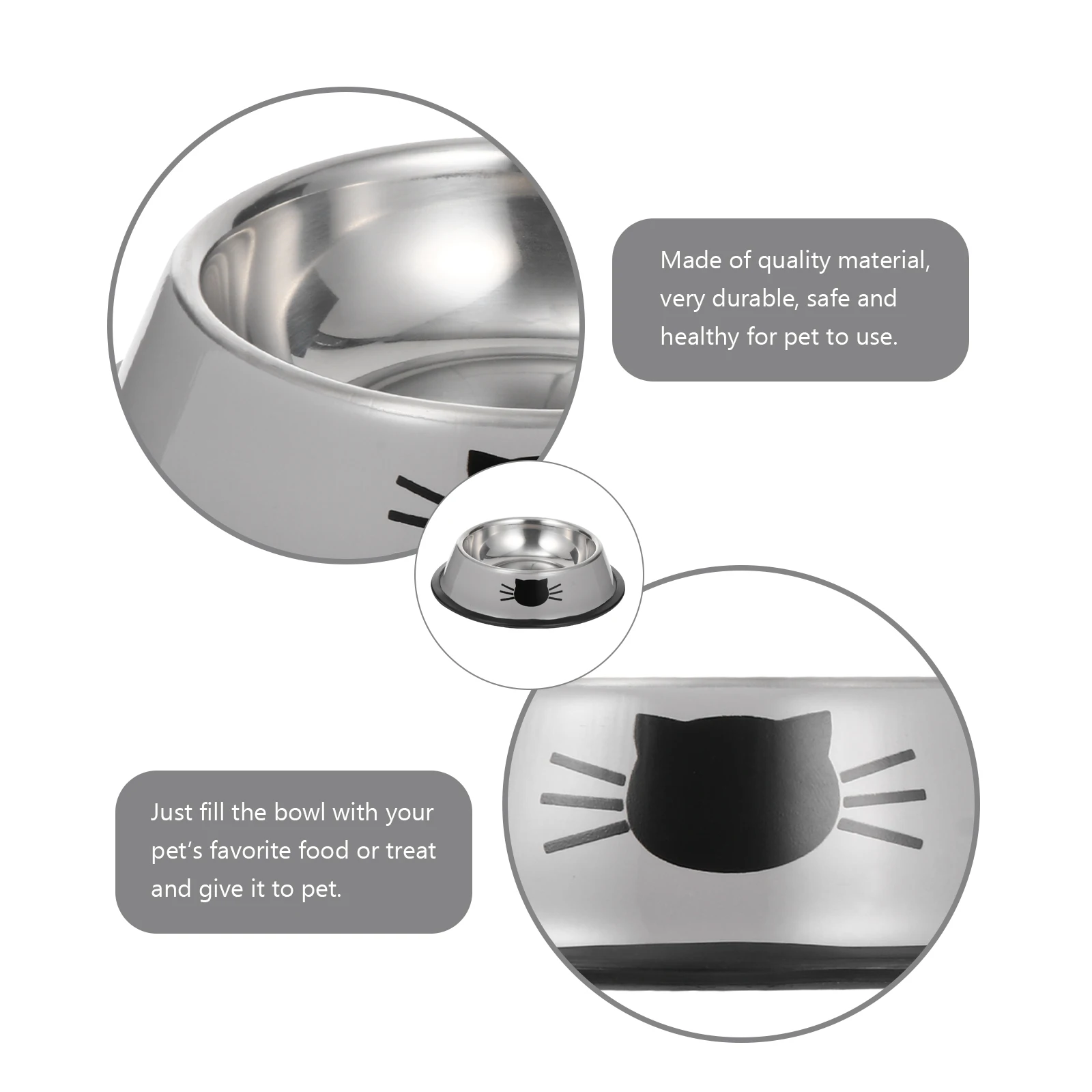 

Pet Bowl Kitten Puppy Water Food Non-slip Dog Stainless Steel Feeding Cat Bowls
