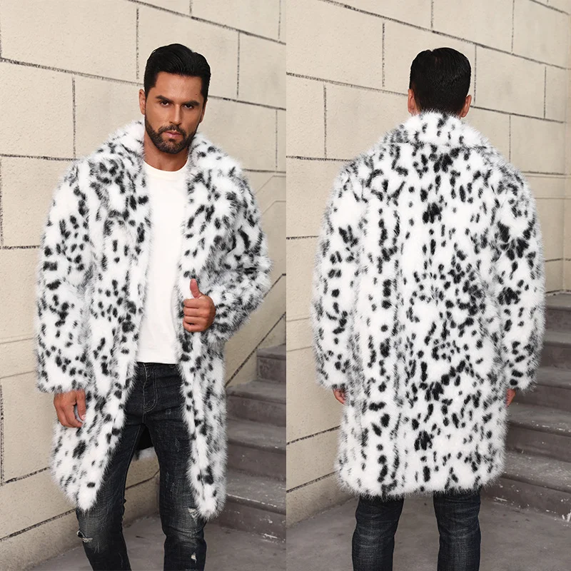 Veste chaude en fausse fourrure pour hommes, manteau épais et chaud avec col de costume britannique mi-long, nouvelle collection