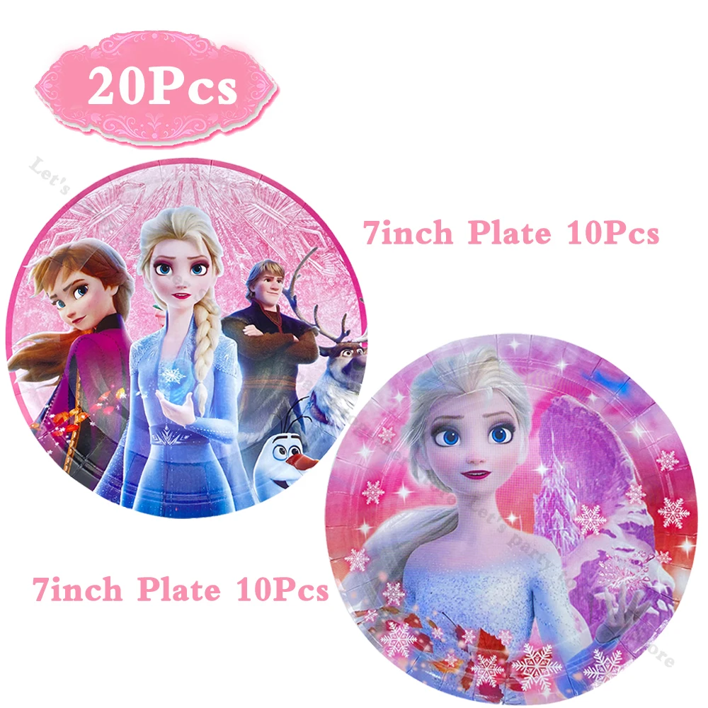 

Pink Frozen Anna Elsa Tableware Set Party Supplies Latex Ballon 10 Guest Banquet Party Decoration Cups Plates Napkin Tablecloth