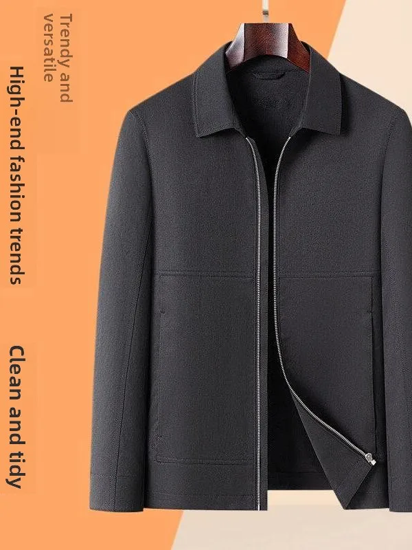 

Men's Casual Busin Admin Collar Jaet Spring Autumn Loose Fit Cotton Blend Single Button Closure round Ne Coat