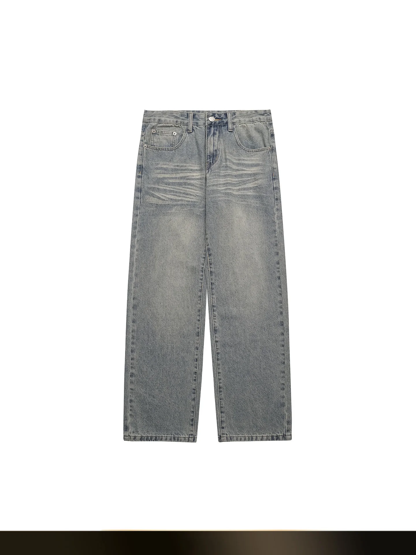 

Мужские джинсы в американском ретро-стиле, свободные, широкие, длинные брюки, осенние, в уличном стиле, повседневные, из смесового хлопка и полиэстера