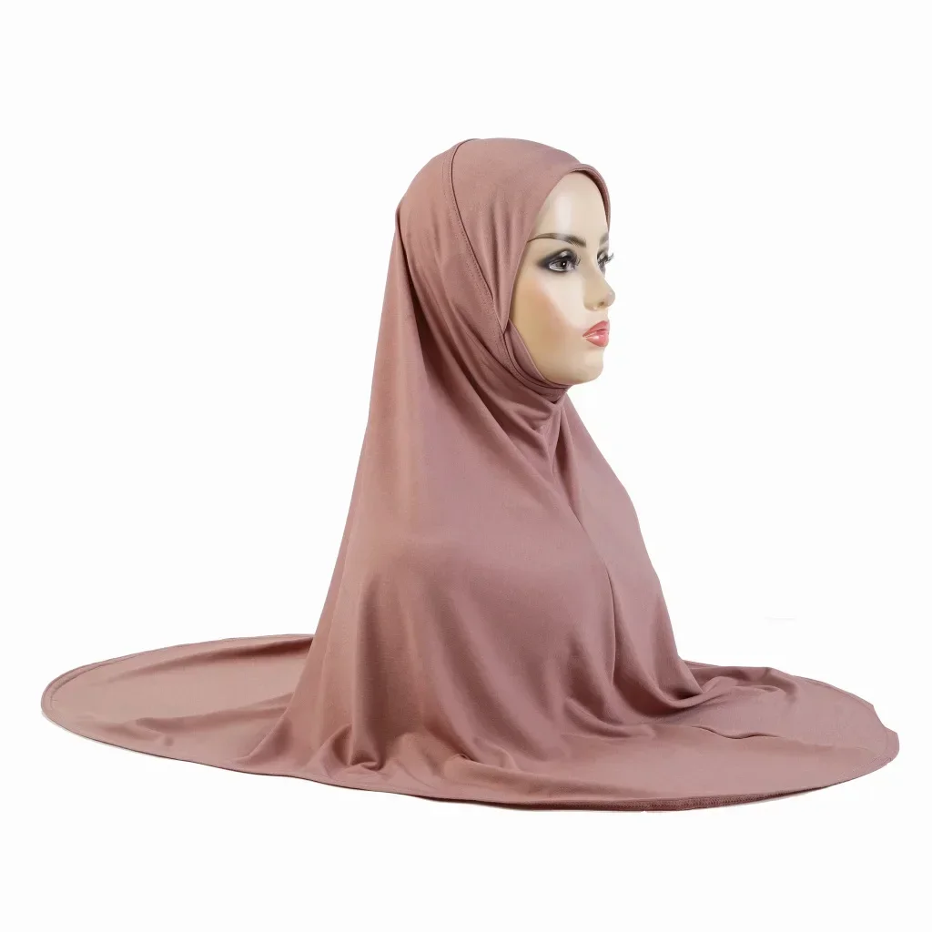 

One Piece Amira Pray Hijab 100*90cm Muslim Hijab Pull On Islamic Scarf Full Cover Head Wrap Headband Shawl Khimar Niqab Burqa