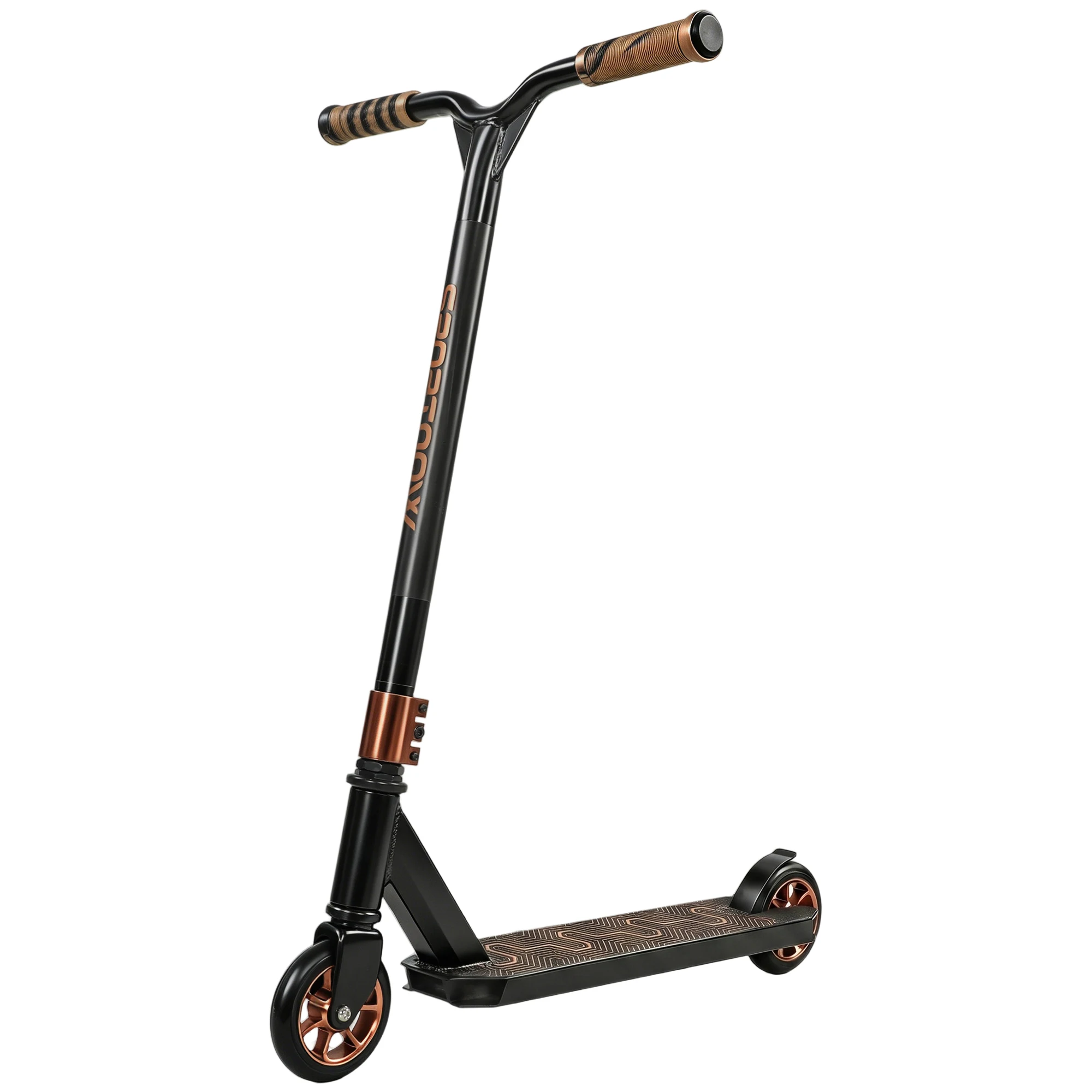 Sportnow Stunt Scooter, Freestyle Scooter met 360 graden stuur ° Abec-9 lagers, 120mm PU wielen, aluminium stalen frame, antislip, voor tieners en volwassenen voor skatepark, goud