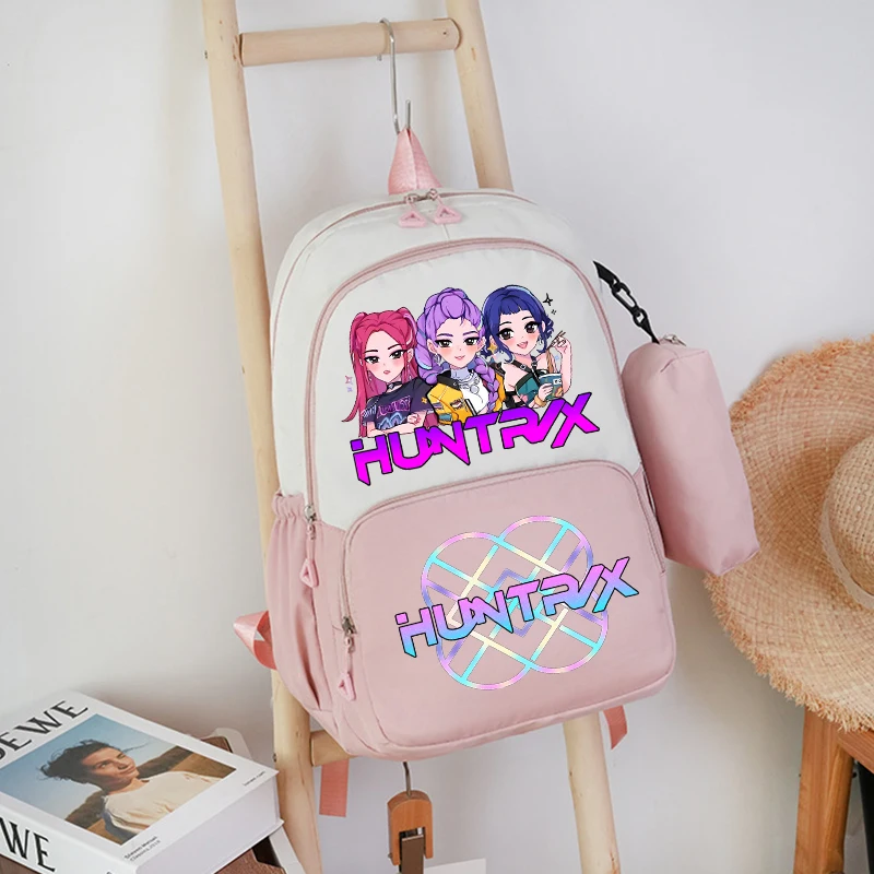 

KPop Demon Hunterss Backpack Pencil Case Set Cartoon Anime Figure Schoolbag Pen Pouch Large Capacity Bookbag Stationery Bag Gift
