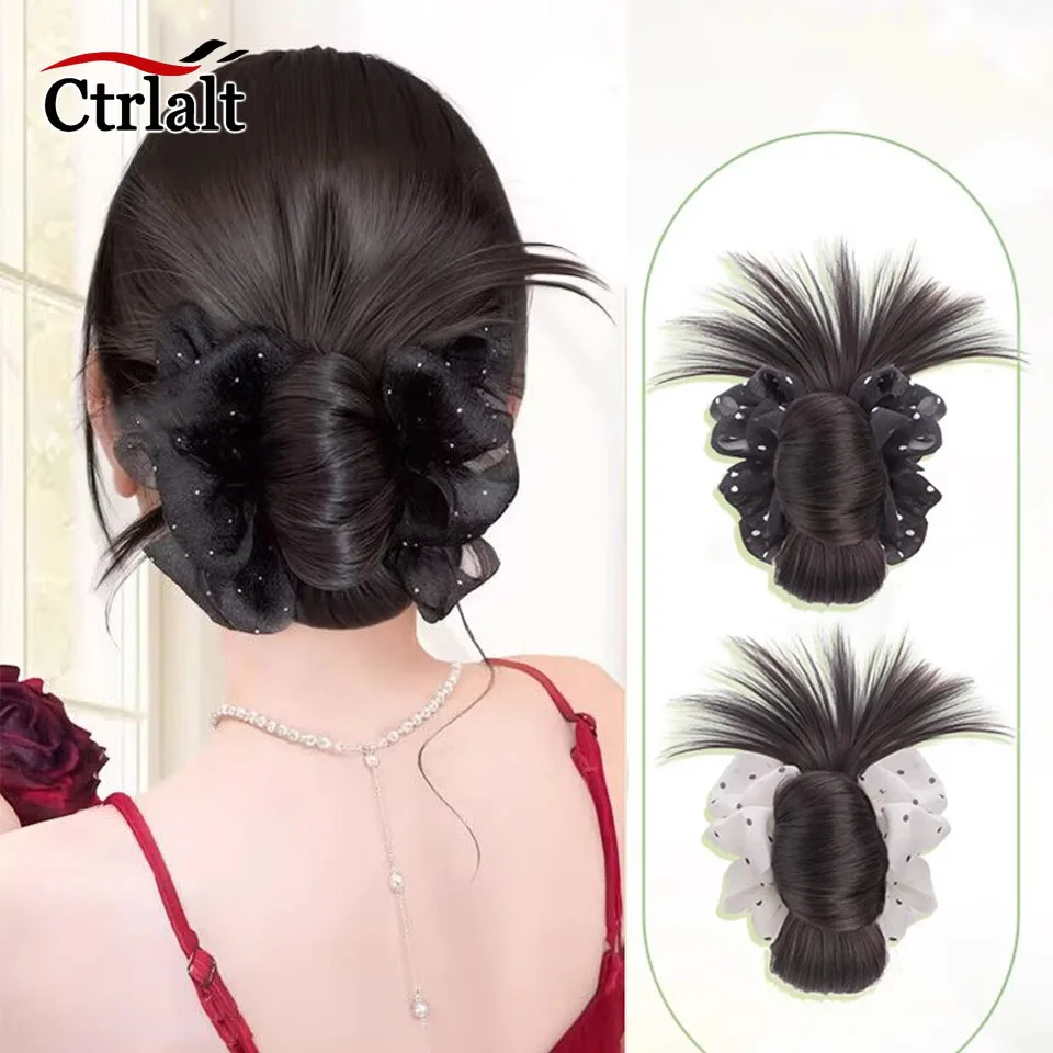 

Half-tie Claw Hairbun Feather Shuttlecock Head Synthetic Wigs Fluffy Hair Bun Hairpieces Claw Clip On Ponytail Extensions