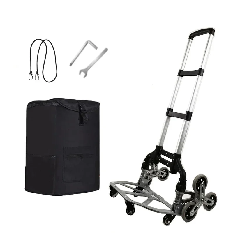 150KG All Terrain Stair Cart Camping Wagon 캠핑웨건 Hand Cart with Bungee Cord Folding Trolley for Upstairs Cargo with Wheels