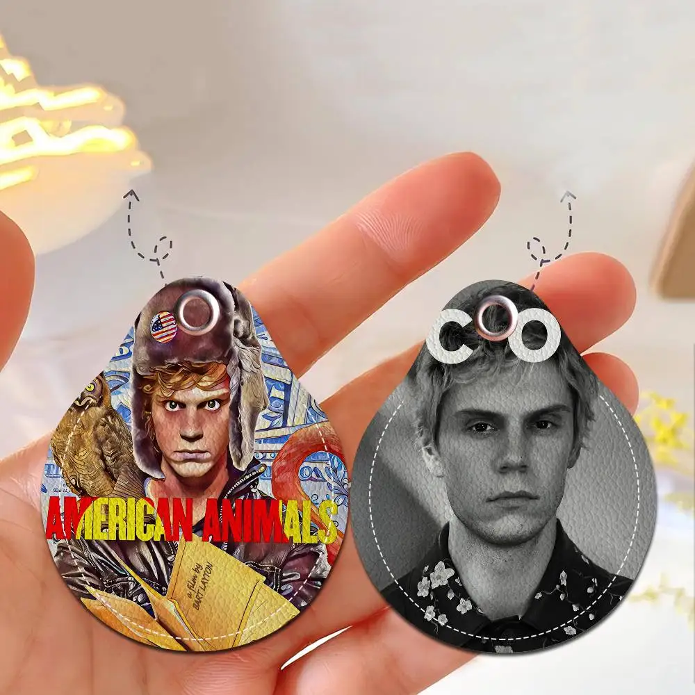 E-Evan P-Peters A-Actor Keyring Leather Access Card Holder Keychain Community Water Drop Proximity Card Protective Case