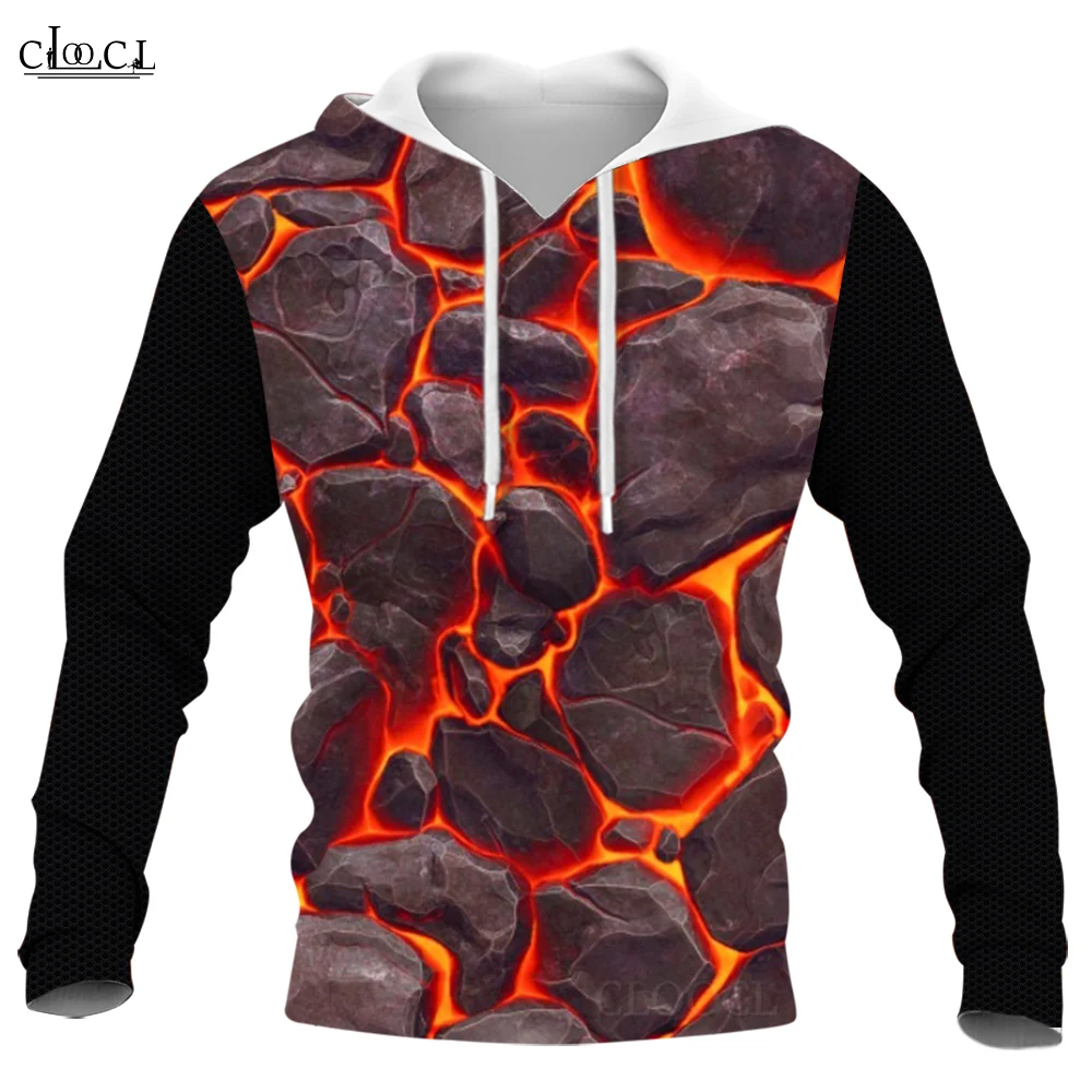 

CLOOCL Men Hoodie Unisex Sudaderas Hombre Hooded Pullover Sports Hooded Top Volcanic Rock Magma 3D All Over Printed Hoodies