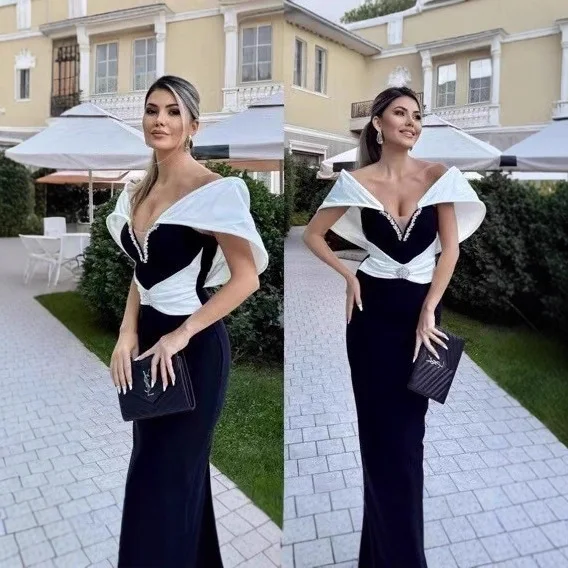 2025 New Sexy Tube Top Color Matching Celebrity Temperament Bandage Women's Evening Dress