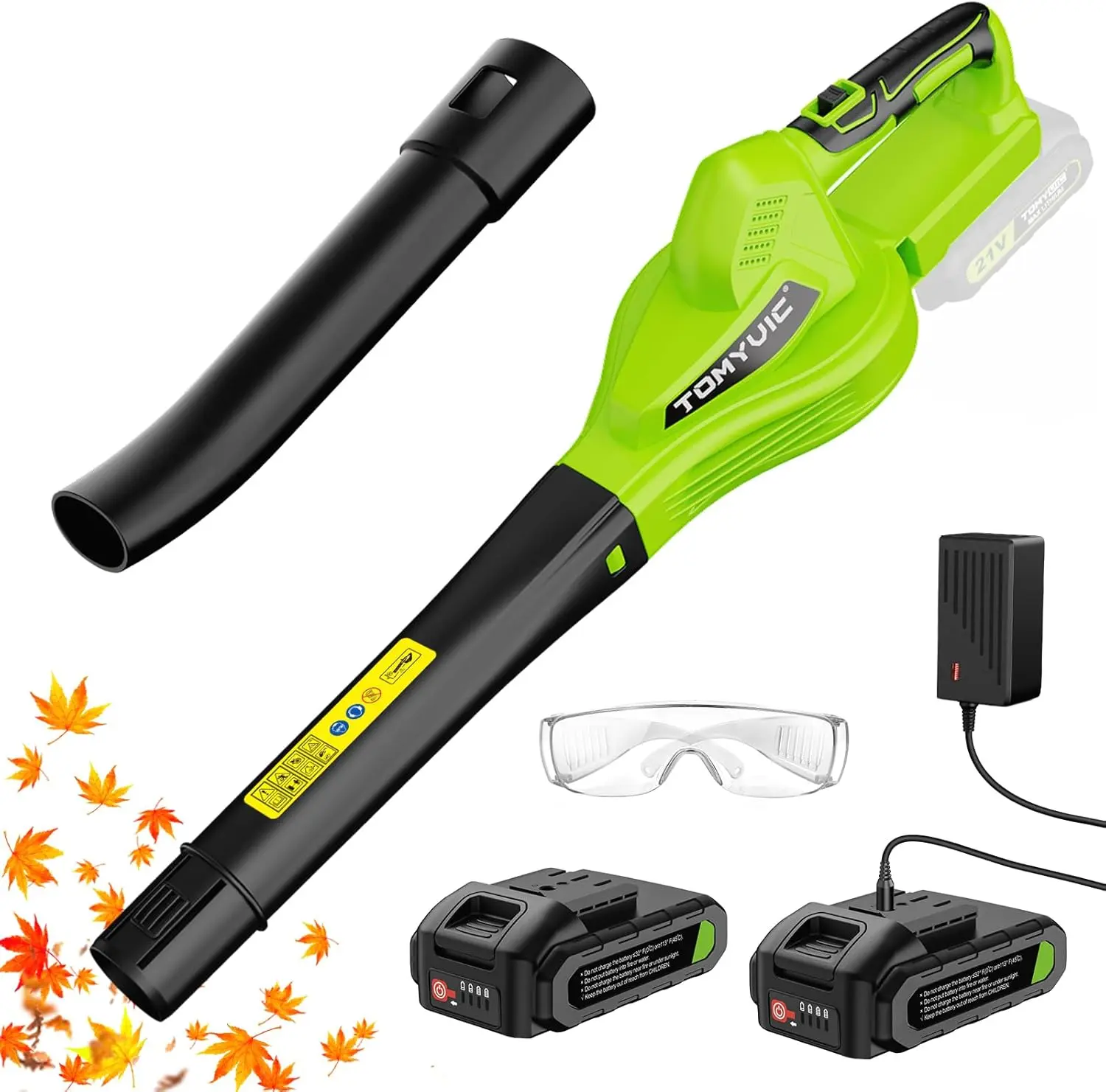 Leaf Blower Cordless 21 V 2.0 Ah Battery Charger, Lightweight Hand Held 2 Speed Mode 130MPH 140 CFM Electric Yard Garden Blower