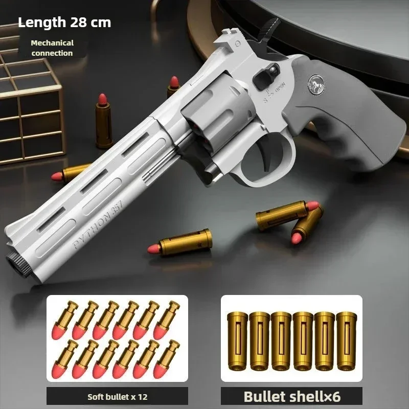 Revolver Soft Bullet Toy for Kids Gun with Ejecting Revolver One-Key Detachable Pistol Continuous Shooting