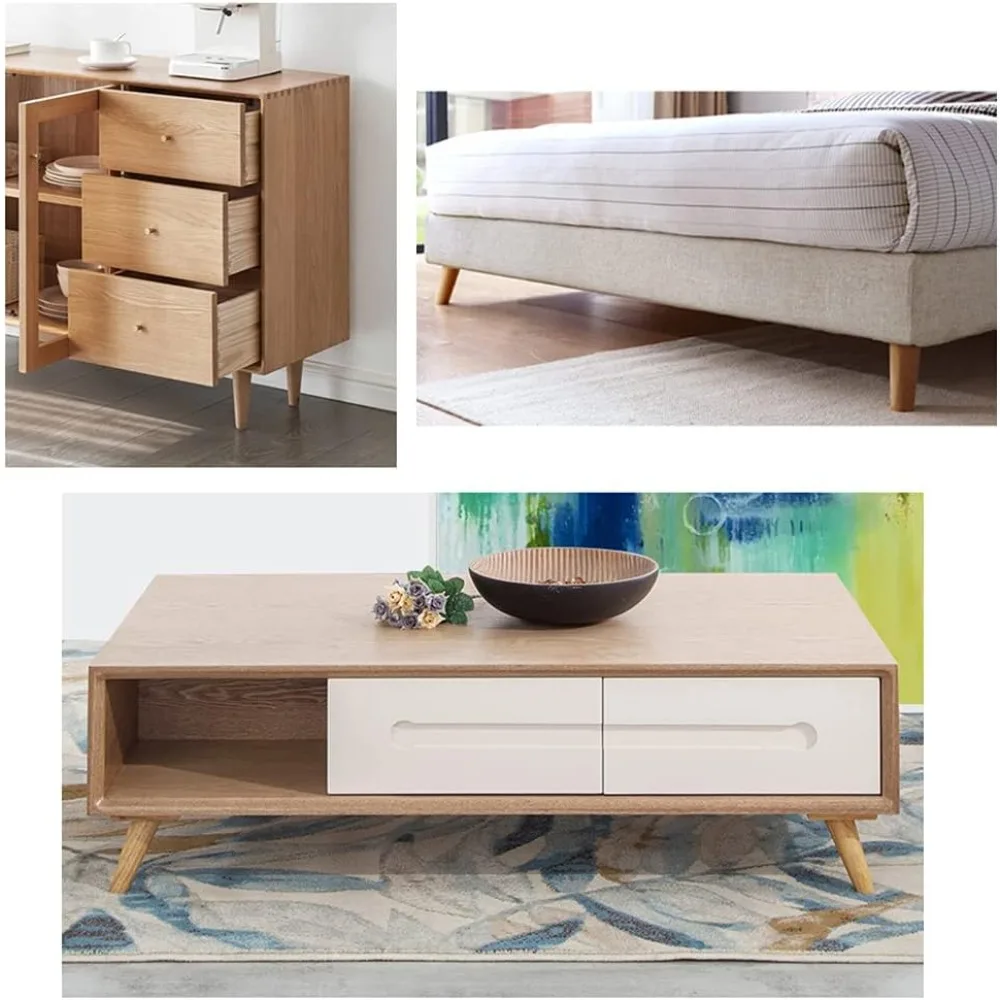 4 عبوات من أرجل قطع الأثاث الخشبية الصلبة مقاس 6 بوصة، أرجل بديلة لأرجل منتصف القرن الحديثة لطاولة نهاية الأريكة وحامل التلفاز والسرير #2