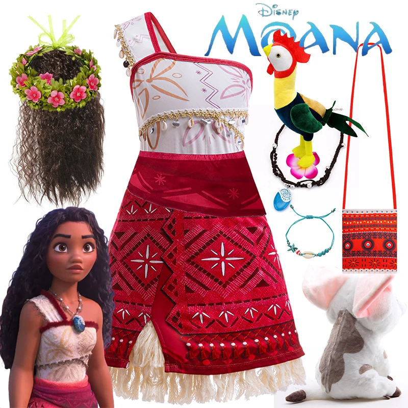 Disney New Movie Moana 2 Girls Princess Dress Party Adventure Costume Girls Fancy Clothes Children Vaiana Pig Chick Outfit 2-12Y