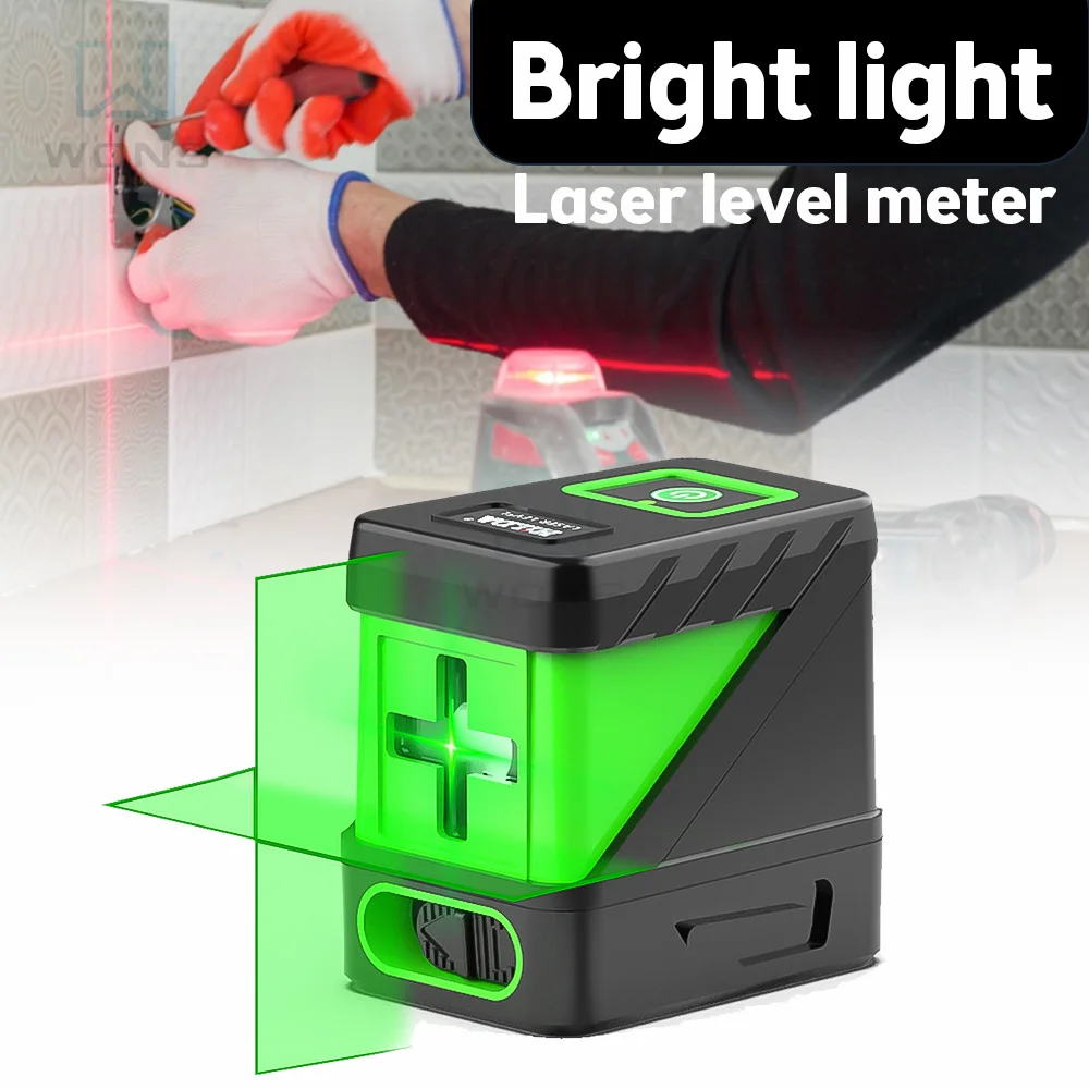 HILDA  2 Lines Mini Green Laser Level Meter Vertical & Horizontal Cross Line Super Powerful Laser Beam Line With Lithium Battery