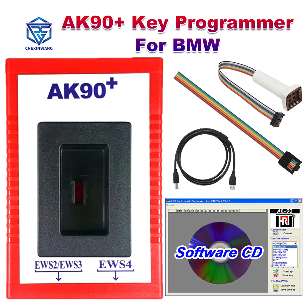 

AK90 AK90+ Auto Key Programmer Compatible with BMW EWS CAS Automatic Programmer Tool Version V3.19 For BMW EWS CAS 1995-2009