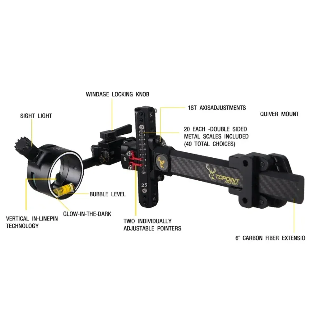 TX9610 Archery Compound Bow Sight 4X 6X 8X Carbon Rod 0.019\