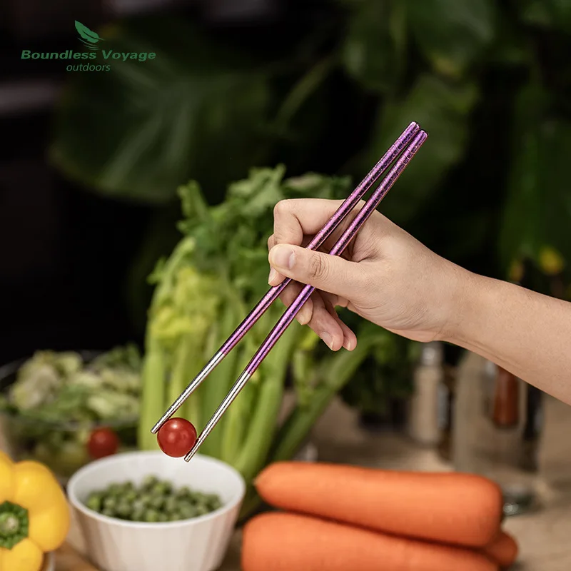 

3-Pairs/Set-Pure Titanium Anti Slip Square Hollow Chopsticks, Portable Health Outdoor Camping Travel Household Tableware，A1620