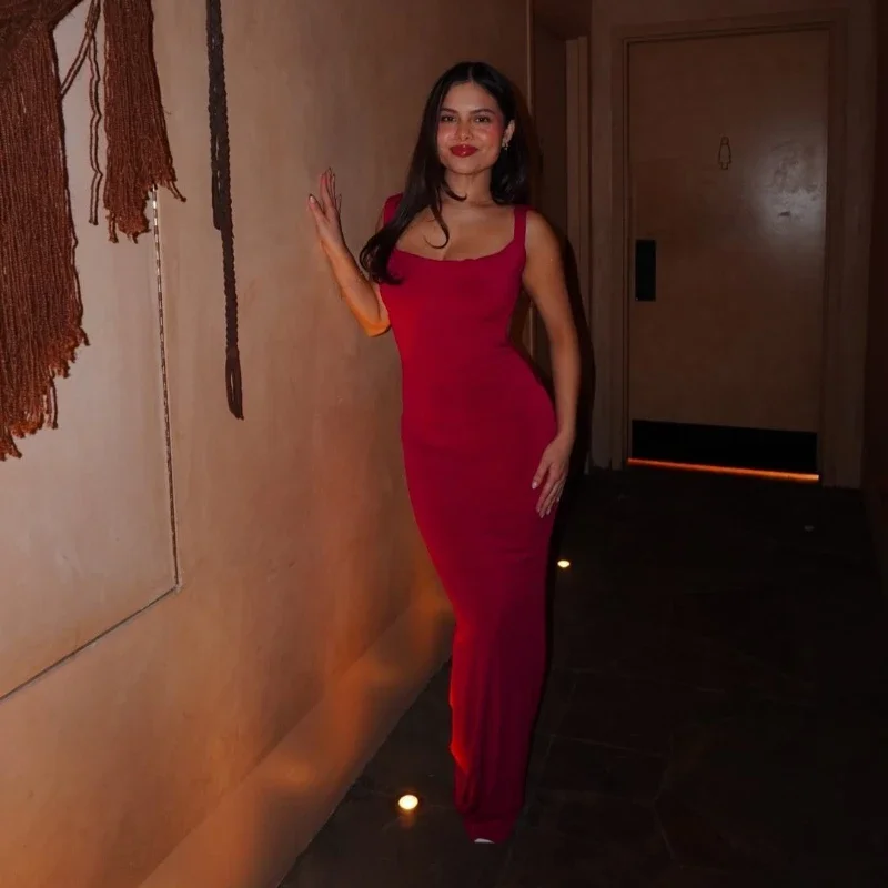 2025, ärmelloses Abendkleid für Damen, sexy, große Schleife, rückenfrei, Galakleid, rotes Maxi-Kleid für Hochzeitsgäste, Partykleider