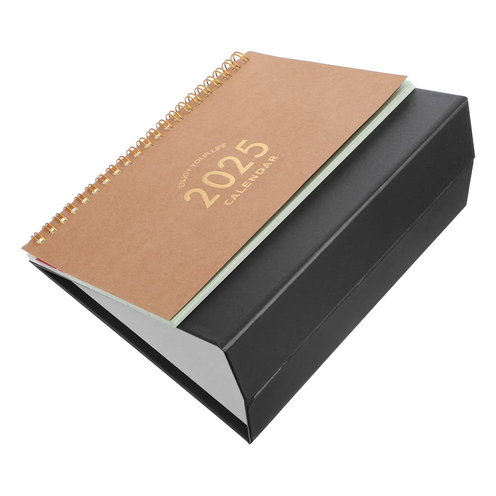 

Minimalist 2025 Standing Desk Calendar Metal Twin-Wire Monthly Flip Desktop Calendar for Office Home School Planning