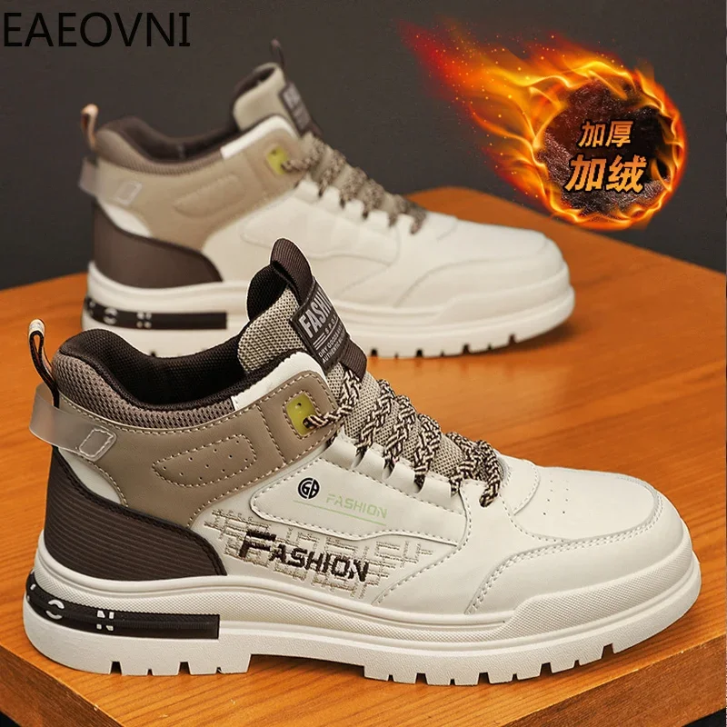 Motorcyclist Boots Snow Shoes High Tops Lace-up Water Proof Anti-slip British Style EAEOVNI  Explosive Style New Style Men Boot