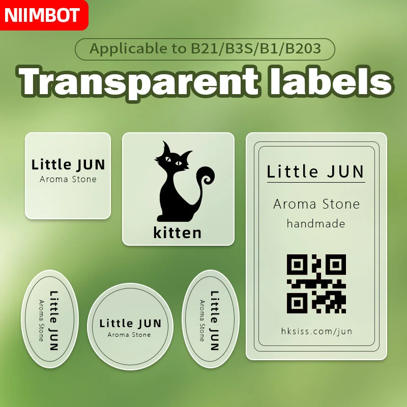 Niimbot B1/B21/B3S  Square/circle/oval thermal Label Transparent Sticker,Self-Adhesive Waterproof Oil Resistant.[1Roll]