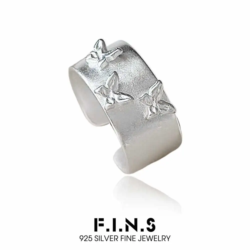 

F.I.N.S оригинальное минималистское кольцо-манжета с бабочкой из стерлингового серебра 925 пробы, корейское модное матовое кольцо с открытым пальцем, ювелирный аксессуар