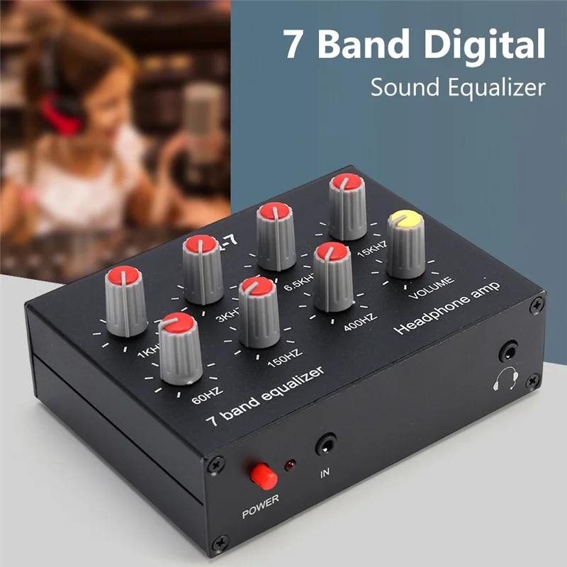 EQ-7 Car Audio Headset Amplifier 7-Band EQ Equalizer 2 Channel Digital Sound Equalizer