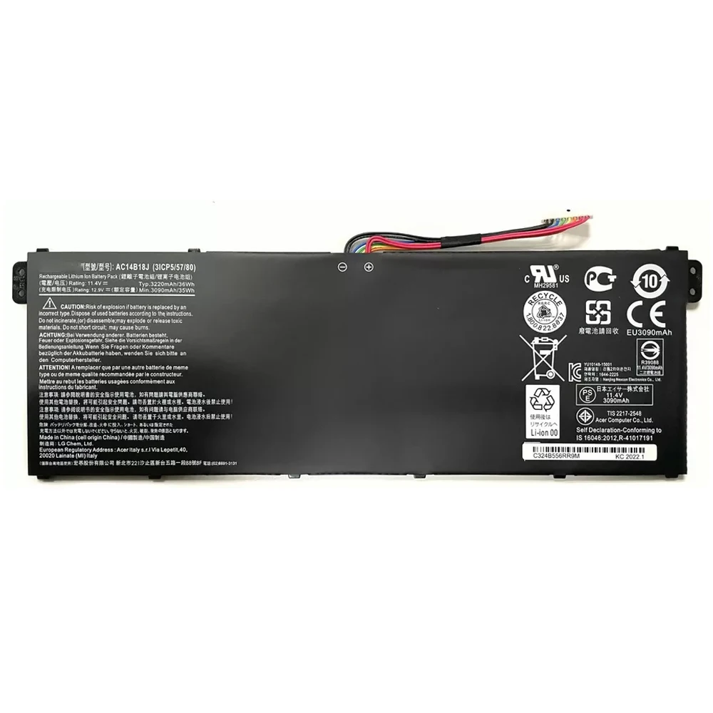 AC14B18J 11.4V 36Wh Original Laptop Battery for Acer Aspire V5-132P V3-112 ES1-511 ES1-512 AC14B13J