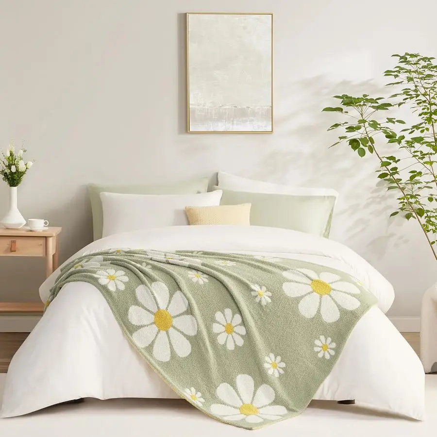 

Плед с цветочным узором для дивана, теплые зимние пледы из пушистого микрофибера с цветочным принтом, милые пледы для девочек, подарки для дочерей, цветочный дизайн