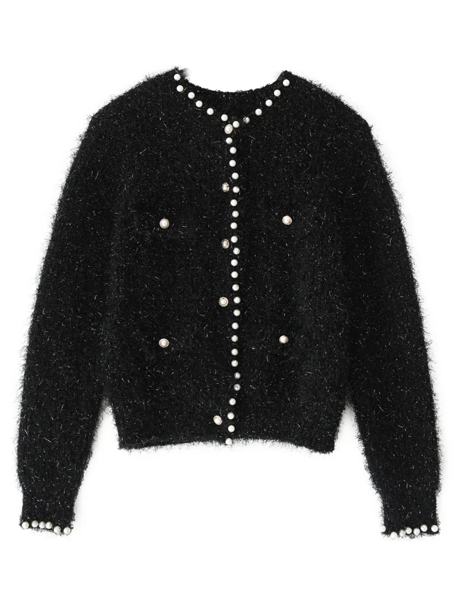 CHIC VEN New Women Knitted Cardigan Single Breasted Black Female Sweater Ladies Jacket for Woman Winter Autumn 2023