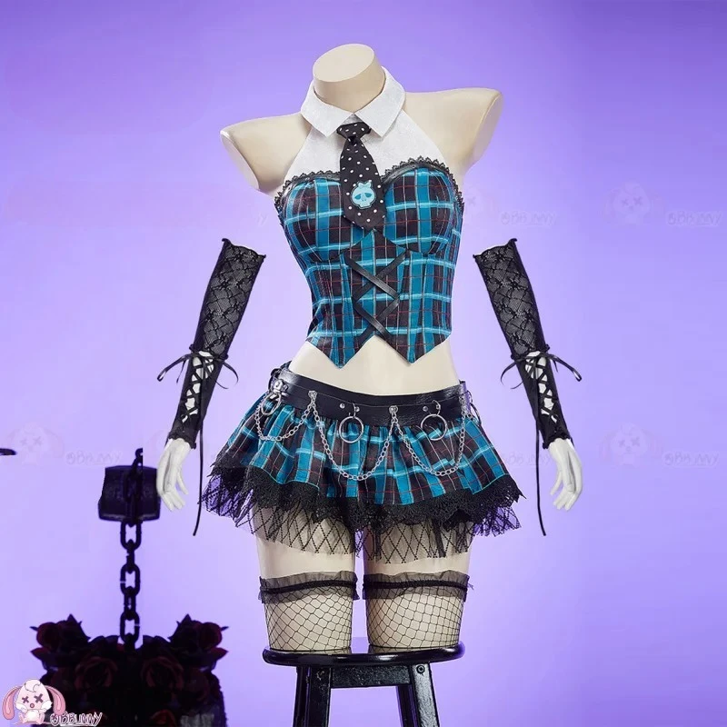 

Frankie Stein Monster Cos High Косплей Костюм Аниме Рубашка юбка носки перчатки Хэллоуин карнавал женская готическая JK новая форма