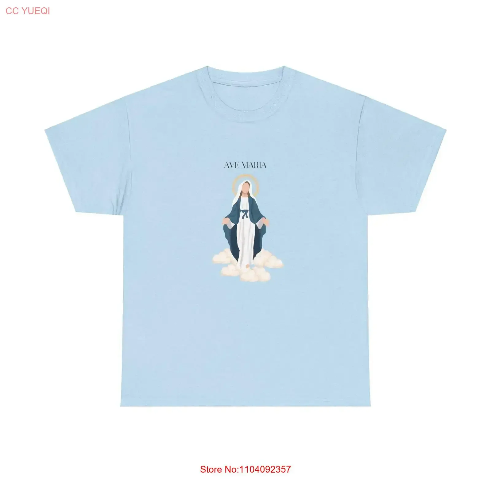 Ave maria mãe maria nuvens t camisa fé cristã topo religioso vestuário espiritual vintage lavado respirável moda
