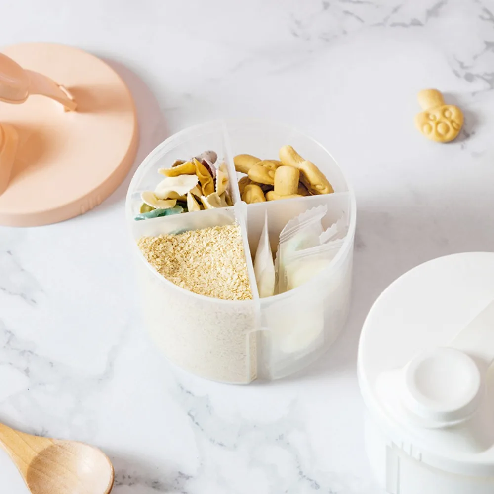 4 compartimentos organizador de leite em pó comida para bebê dispensador de fórmula de alimentação de bebê plástico não-derramamento caixa de armazenamento de leite em pó recém-nascido
