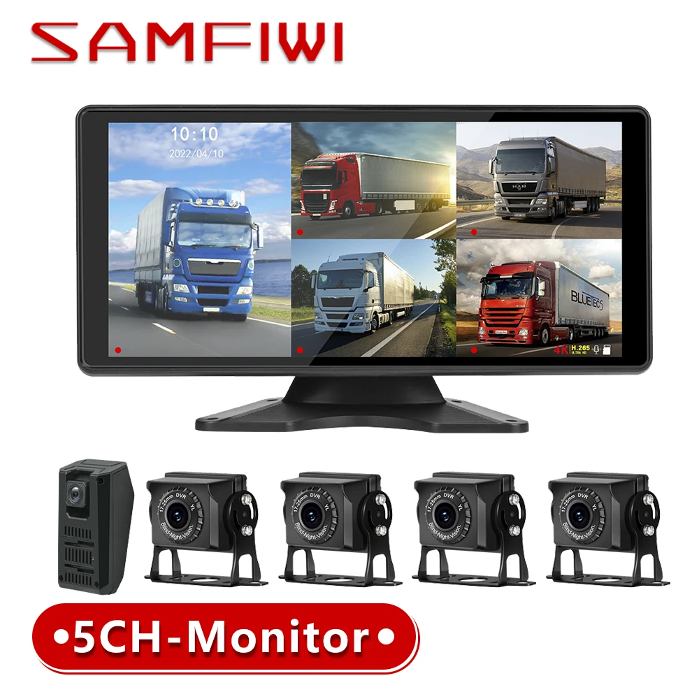 10.36 pollici 5CH IPS Touch Split Screen AHD Car Monitor Bluetooth cellulare Cast con videoregistratore di parcheggio