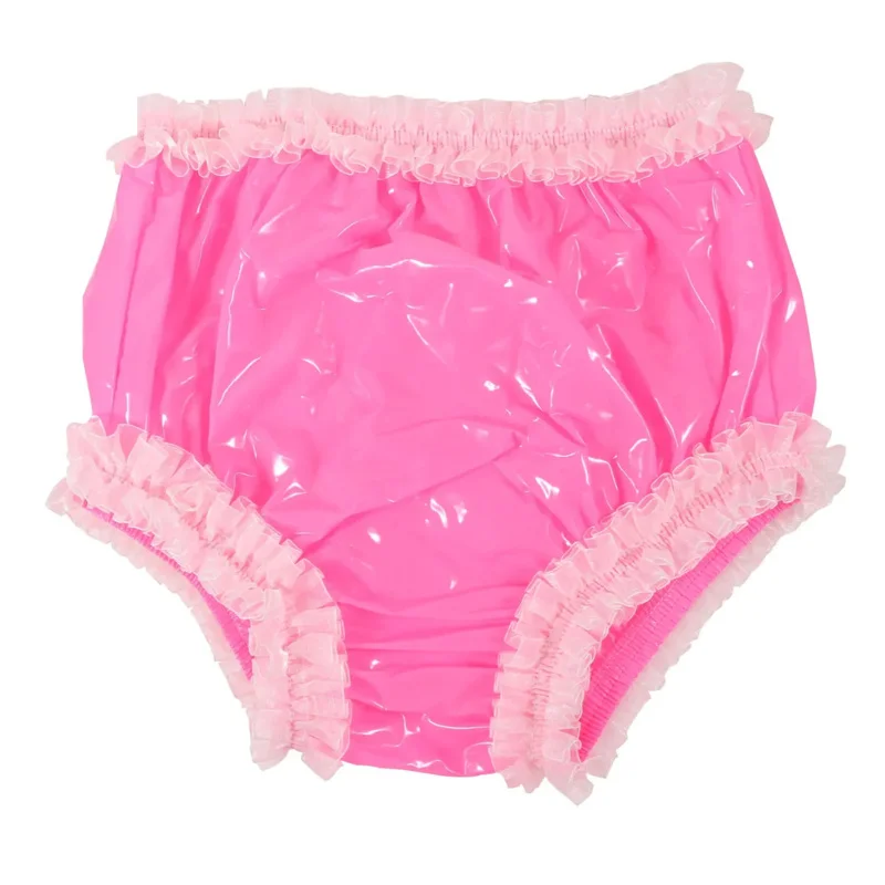 Pink Abdl Homme pants cute lace hem kawayi elastic waist waterproof live show dance