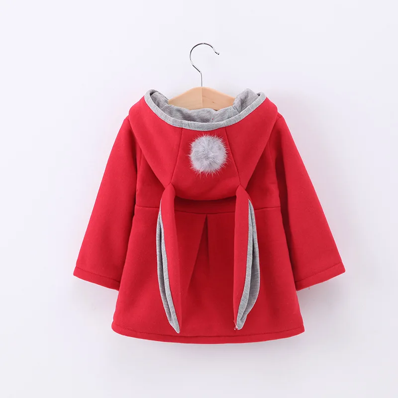 Children's Outerwear Bunny Ears Hooded Coat Kids Winter Clothes Baby Girl Clothes  Kids Jackets for Girls 1 To 5 Years