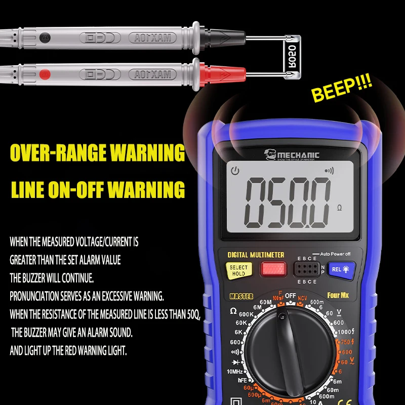 MECHANIC Digital Multimeter Four-bit Semi NCV Measurement Temperature Detection High-precision Anti Burn True RMS Tester Five Mx