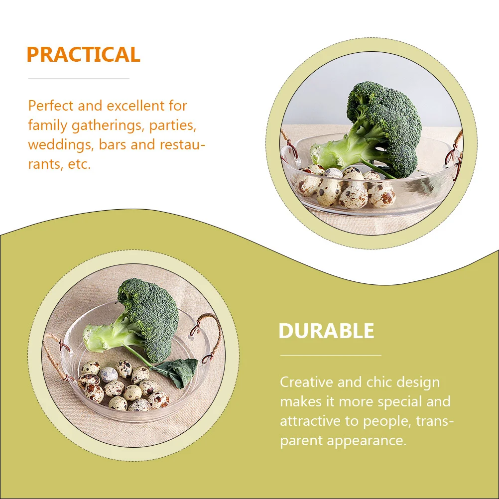 

Glass Binaural Handle Salad Bowl Elegant Transparent Dessert Fruit Ice Cream Serving Bowl for Party Wedding Restaurant Use