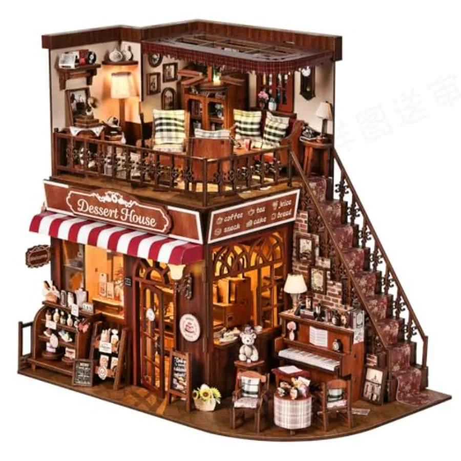 

DIY Miniature House Kit Dollhouse Fantastic Corner Shop for Adults to Build Birthday/Christmas Day Gift for Family and Friends