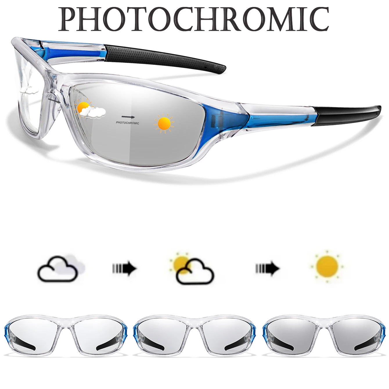 Gafas de sol fotocromáticas para ciclismo, gafas para hombre y mujer, gafas para correr y pescar, gafas cómodas para bicicleta de marca