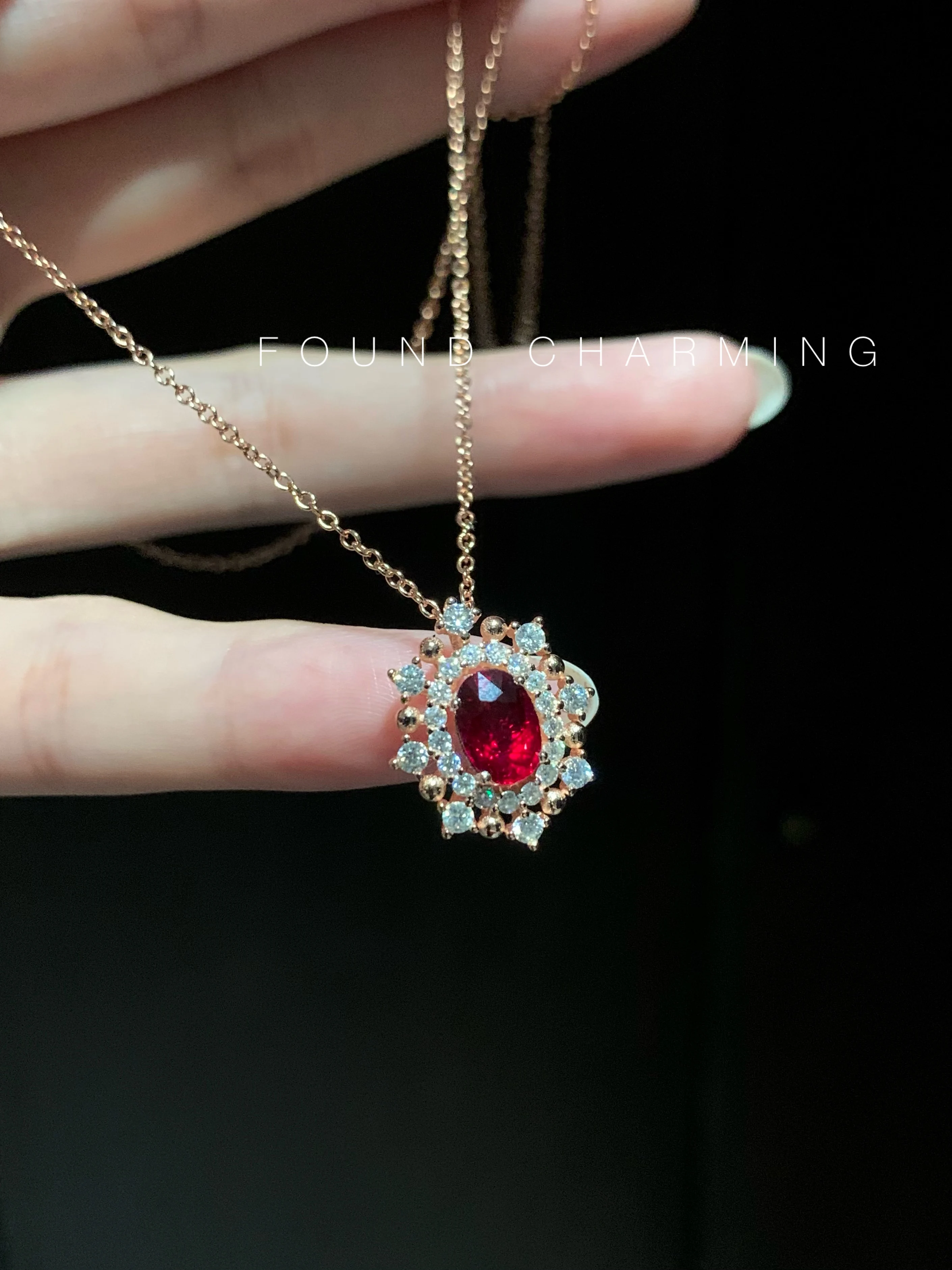 Custom Natural Ruby Necklace Engagement  Pendant For Women Luxury Fashion Party Jewelry