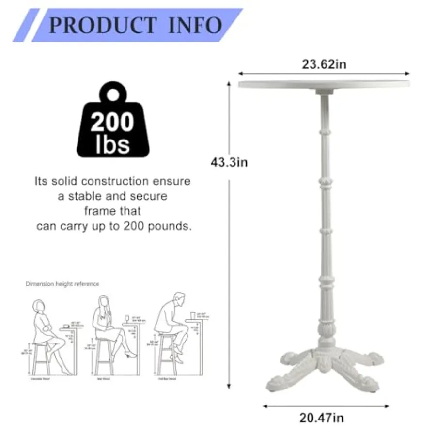 43.3 High Bar Extra Tall Pub Bistro Table - Industrial Modern Cafe Dining Room Kitchen Outdoor Indoor Metal Snack Desk Display