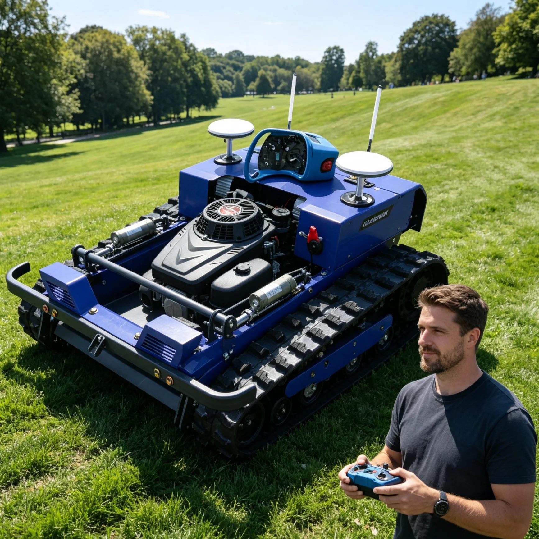 Customized Remote Control Lawn Mower, universal trimming machine for multi-gradient lawns in mountain scenic parks