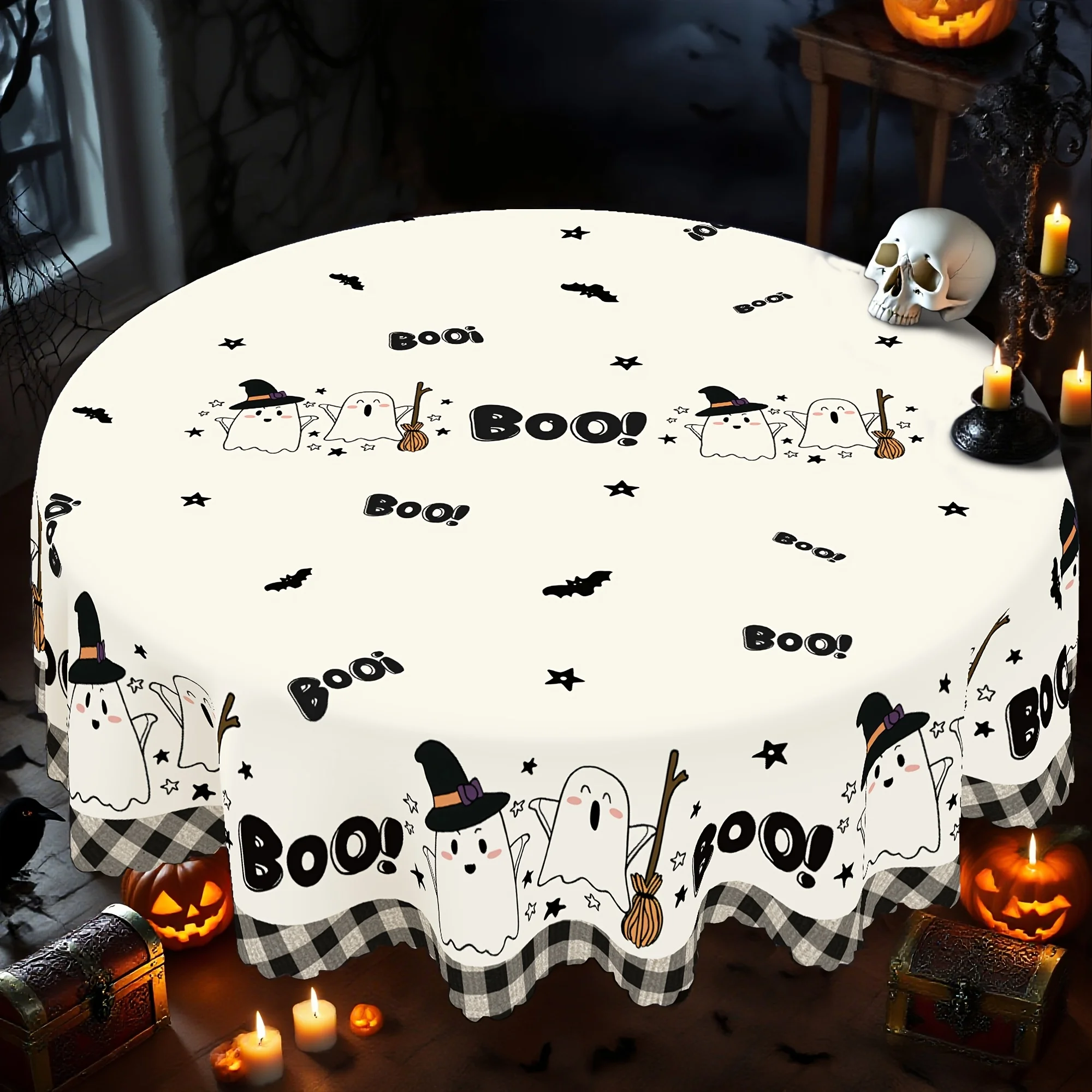 Delicious Halloween ghost pattern tablecloth, perfect for Halloween decorations