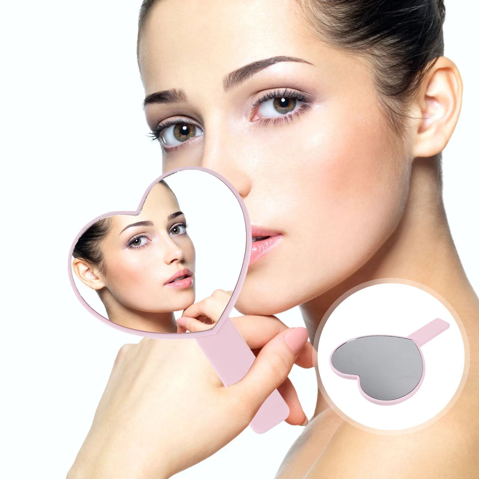 3Pcs Makeup Shape Compact Portable Single Side Handheld Mirror for Girls Women