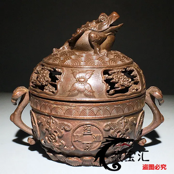 

countryside returns to the old goods, genuine pure copper, bronze ware fortune into treasure, amphora gold toad incense burner