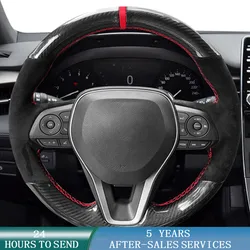 Customized Car Steering Wheel Cover Carbon Fiber Suede Braid For Toyota Avalon Camry Crown 2018-2019 RAV4 2019 Corolla 2018-2020