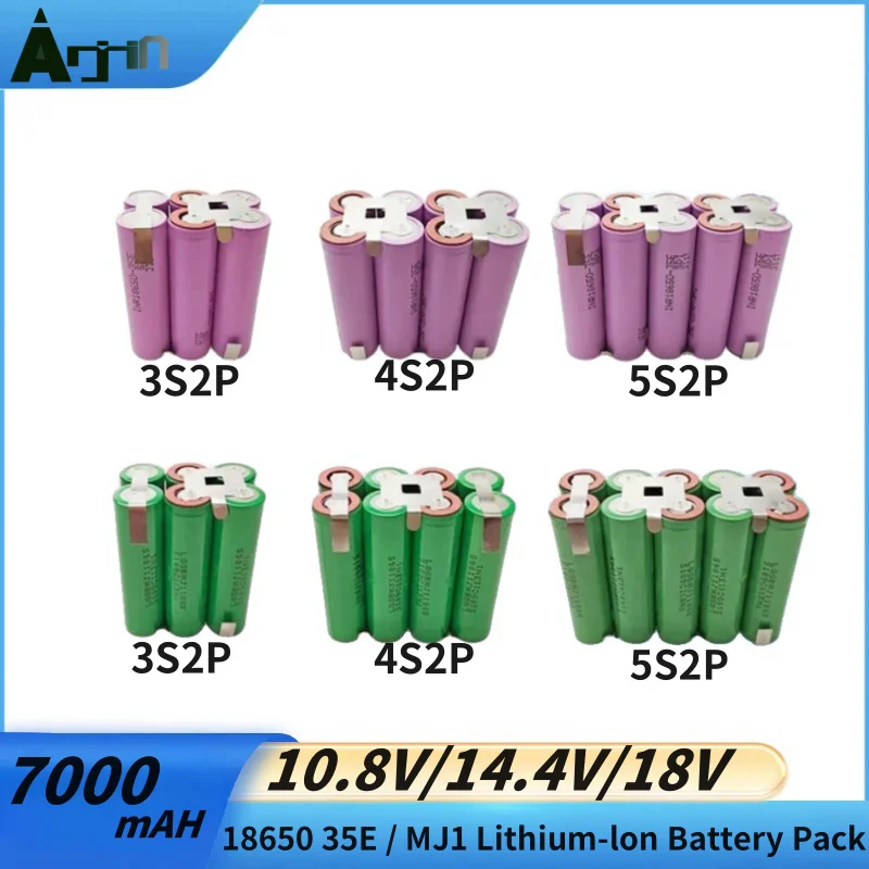 

18650 MJ1/35E 3S2P 4S2P 5S2P 10,8 V 14,4 V 18V 7000mAh для отвертки